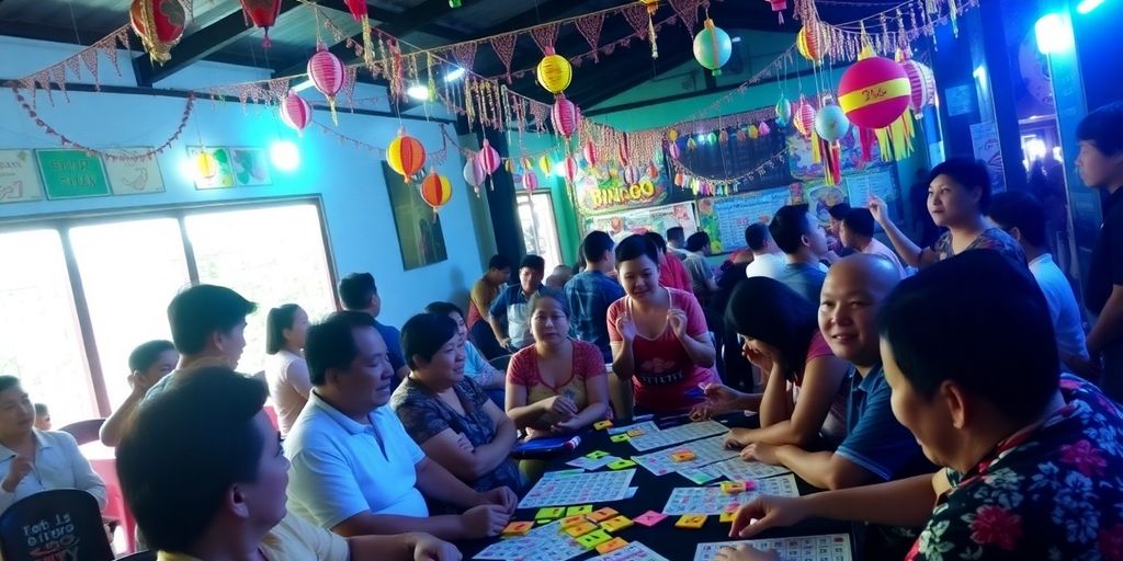 Mga tao na naglalaro ng Bingo sa Tabuelan.