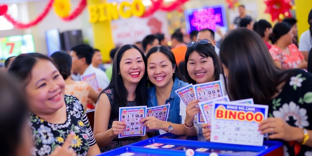 Mga tao na naglalaro ng Bingo Plus sa Manolo Fortich.