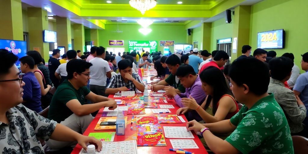 Lively na bingo game sa Badian, taong masaya.