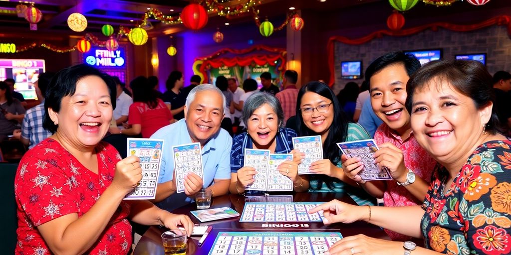 Mga tao na naglalaro ng Bingo Plus sa Tagoloan.