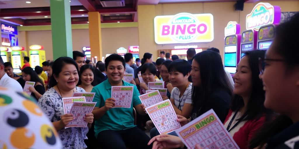 Masayang mga tao naglalaro ng Bingo Plus sa Bacolod.