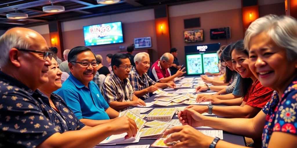 Mga tao na naglalaro ng Bingo Plus sa Laurel.