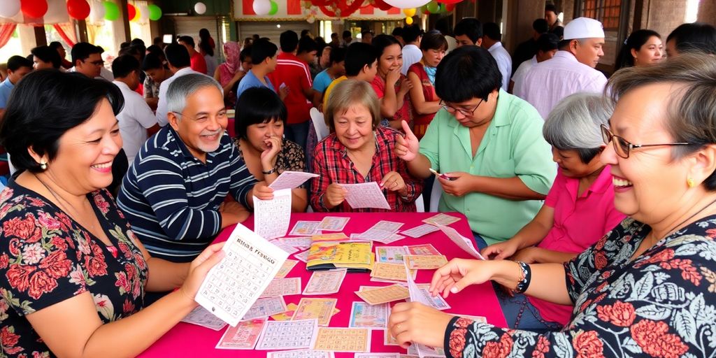 Masayang mga tao na naglalaro ng Bingo sa Tabogon.