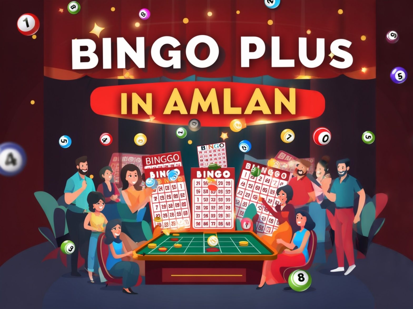 "Bingo game event in Amlan with players enjoying colorful bingo cards and a vibrant social atmosphere."