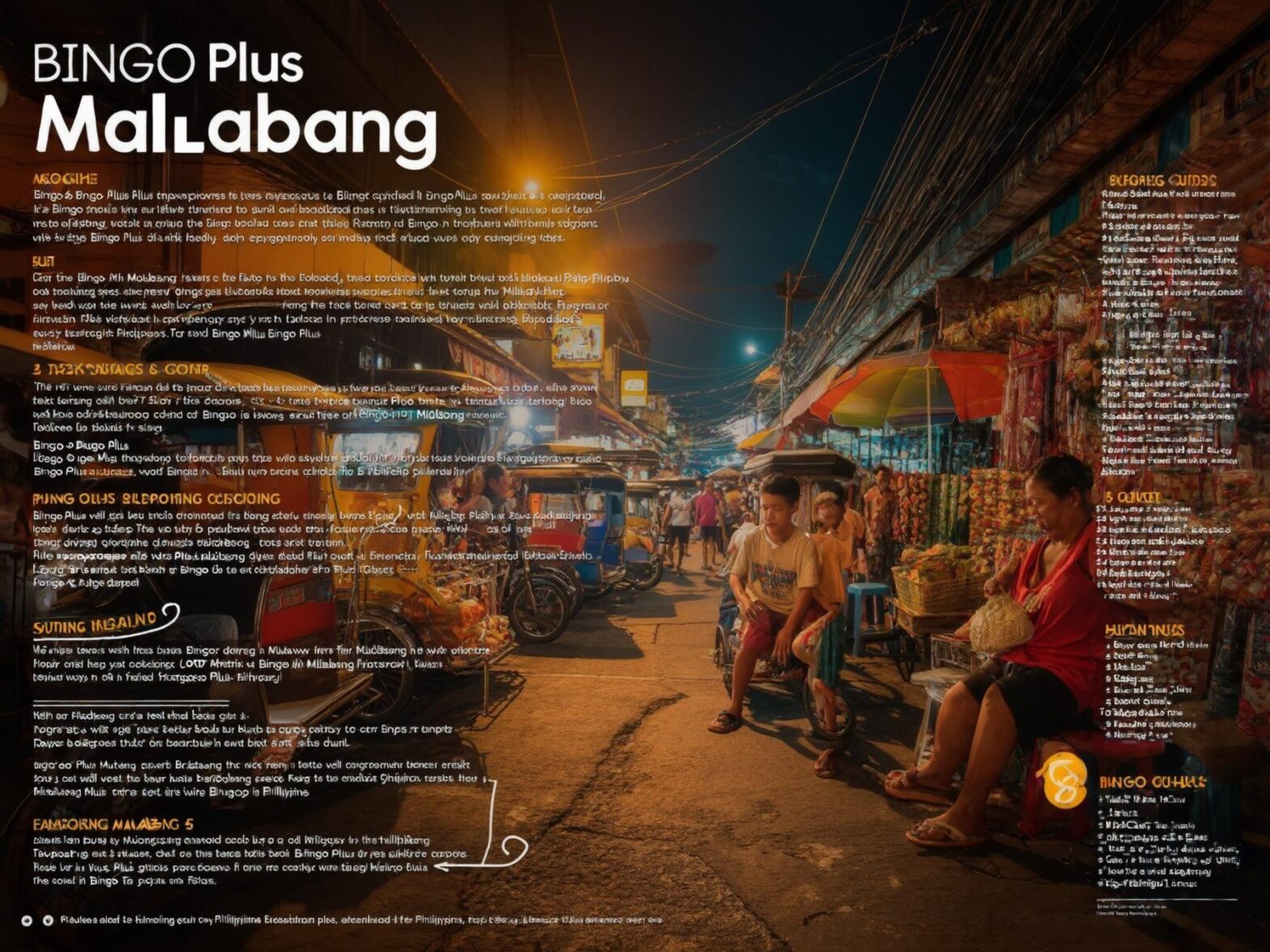 Busy street market scene with colorful stalls and a variety of goods at night.
